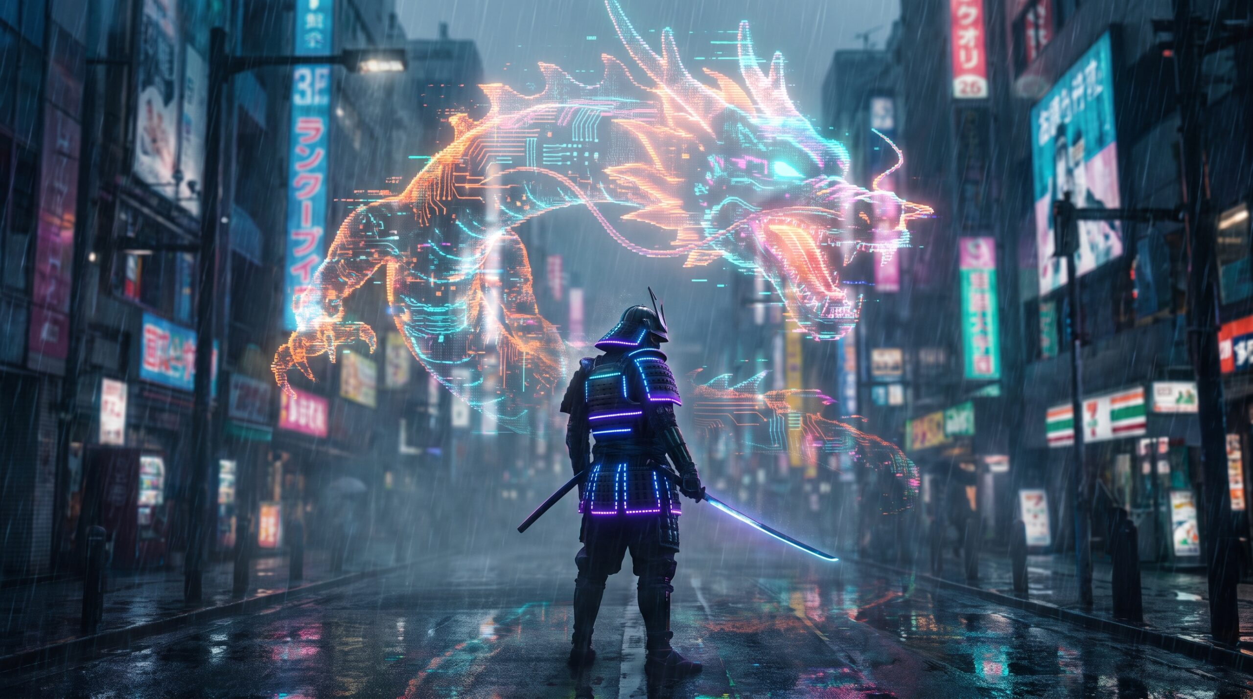 Neon Samurai Duel  Wallpaper